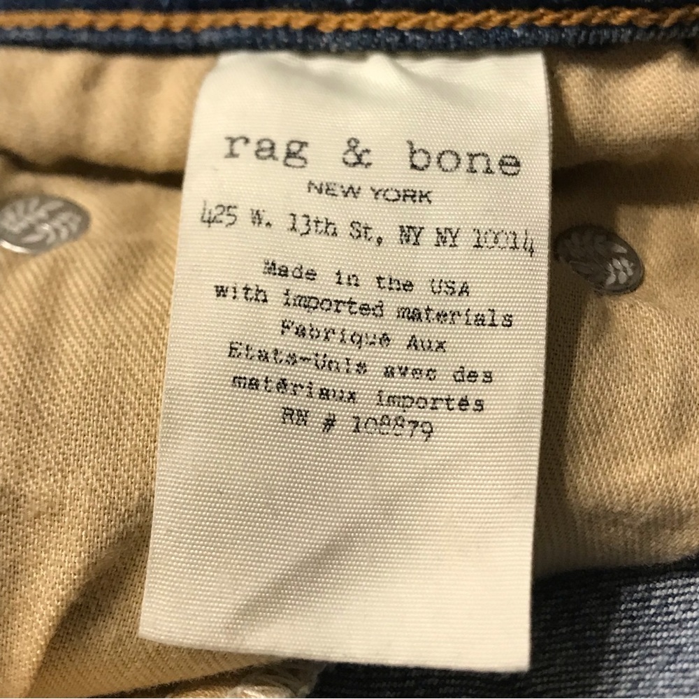 Rag & Bone Dive High-Rise Colorblock Capri Jeans, Indigo Olana Size 27 - Picture 11 of 11